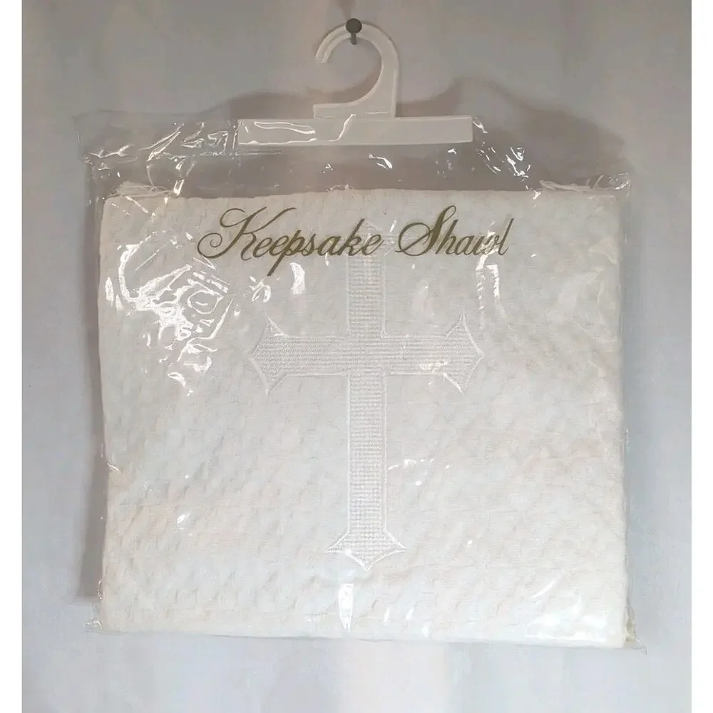 NWT Vintage White Keepsake Infant Shawl Christening Blanket